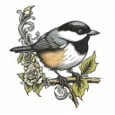 chickadee perched southern gothic inspired tattoo tattoo design idea