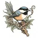 chickadee perched southern gothic inspired tattoo tattoo design idea