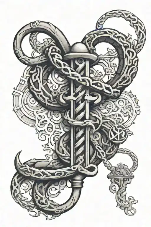 Rod of Asclepius surrounded tattoo design idea
