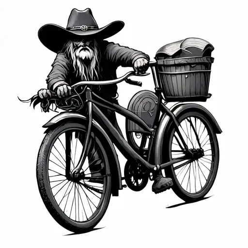 Viking Brujula, Tourism Bicycle and Cowboy Hat. tattoo design idea