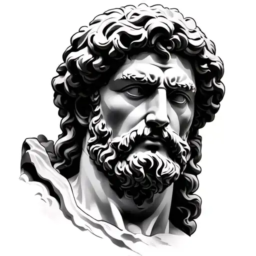 Odysseus statue head tattoo design idea