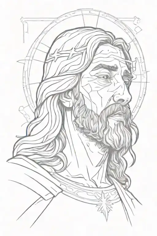 jesus christ looking up and crying tattoo design idea