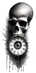 skull 24 89 clock eye tattoo design idea
