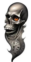 skull 24 89 clock eye tattoo design idea