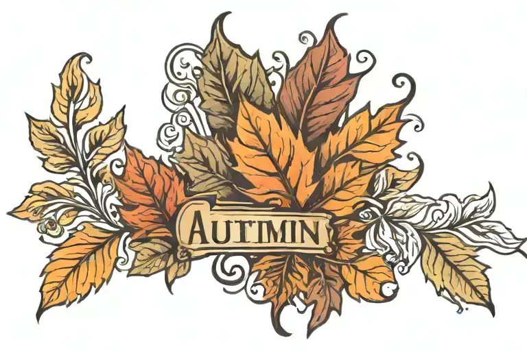 name autumn w fall leaf tattoo design idea