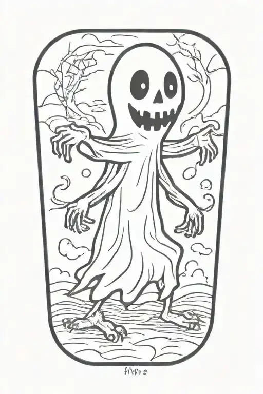 halloween ghost tattoo design idea