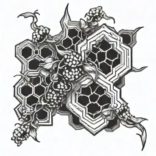 honeycomb and vine intertwined tattoo design idea