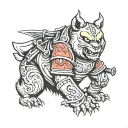 samurai bear with oni mask tattoo design idea
