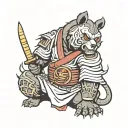 samurai bear with oni mask tattoo design idea