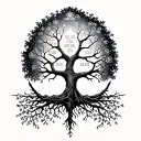 Can you create a tattoo design Using the tree of life with the area codes 210, 530, 49, 315, 831, and 32 combined in the tattoo design idea