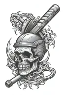 Skull Softball 9 Shears tattoo design idea