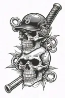 Skull Softball 9 Shears tattoo design idea