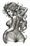 woman themis buttocks tattoo design idea