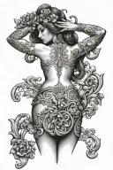 woman themis buttocks tattoo design idea