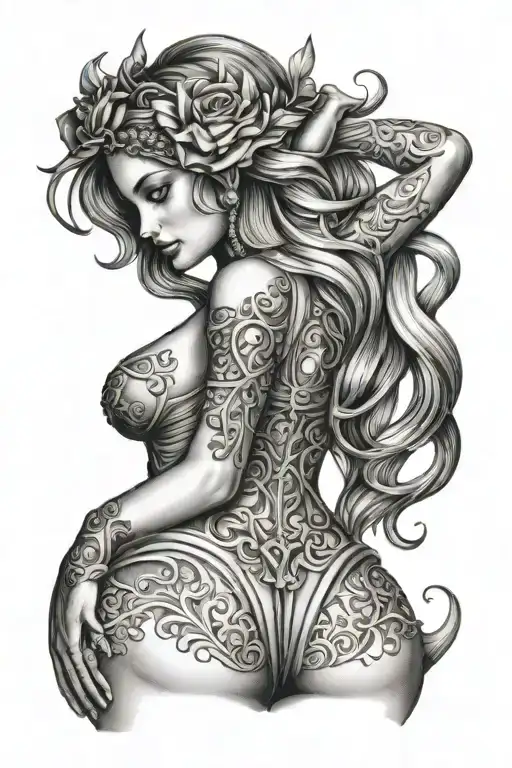 woman themis buttocks tattoo design idea