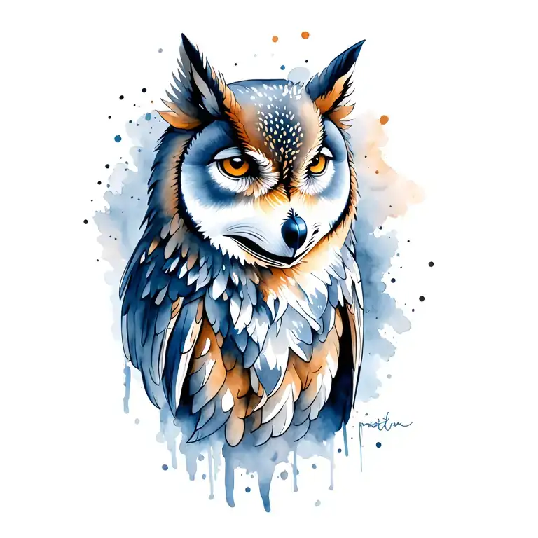 Owl And Wolf tattoo design idea