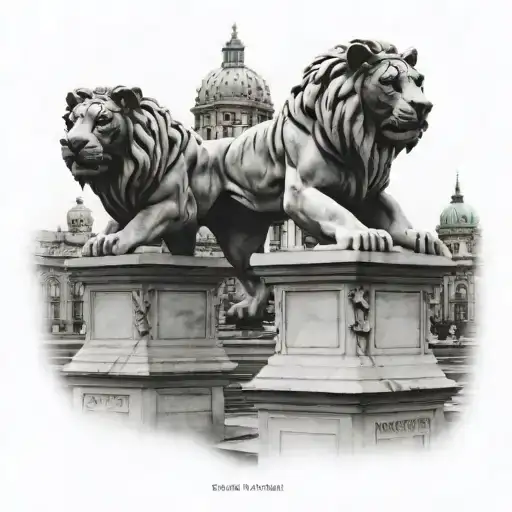 Two granite tiger statues that look like the lion statues in front of the New York Public Library tattoo design idea