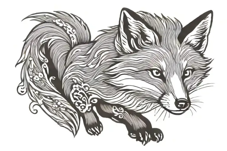 fox running tattoo design idea