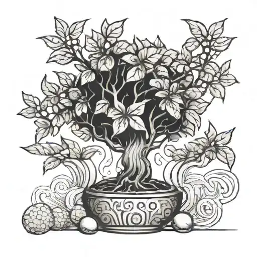 pian alone money tree growing tattoo design idea