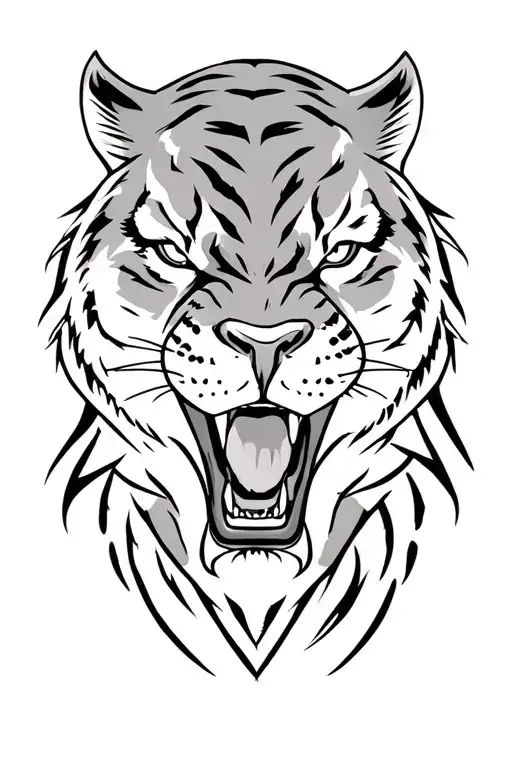 black Panther roaring tattoo design idea