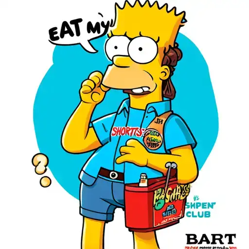 BART Simpson dressed as John bender from the breakfast club with a chat bubble that says “Eat my shorts!” tattoo design idea
