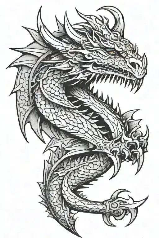 knives and dragons one blue tattoo design idea