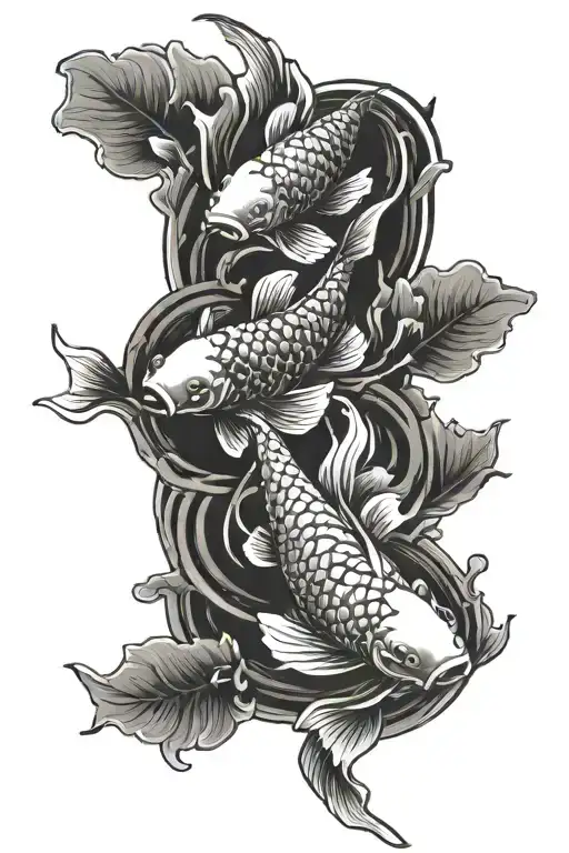 three koi fish swimming tattoo design idea