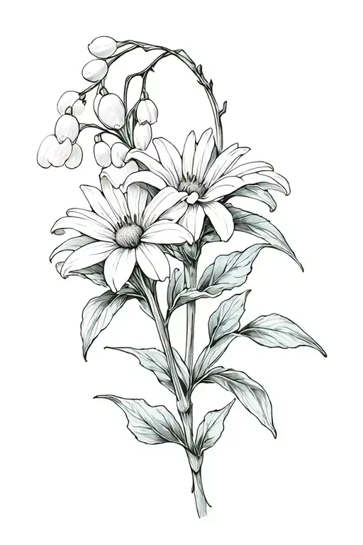 Aster And Lily Of Valley tattoo design idea