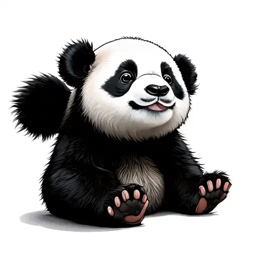 baby panda sitting tattoo design idea