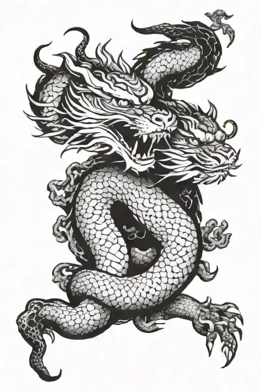 chinese dragon, tiger and snake tattoo design idea