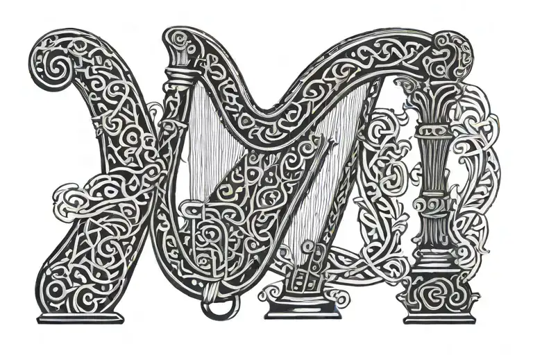 Celtic harp tattoo design idea