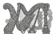 Celtic harp tattoo design idea
