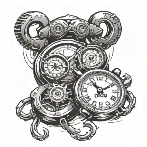 brass knuckles punching clock tattoo design idea