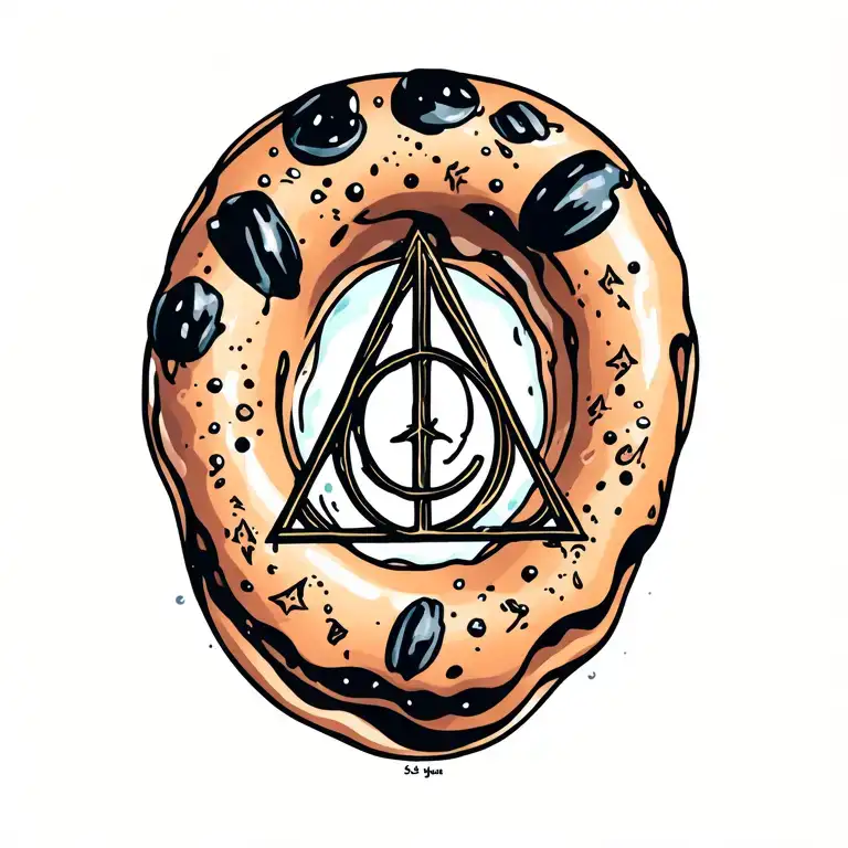 deathly hallows donut shaped pool floaty tattoo design idea