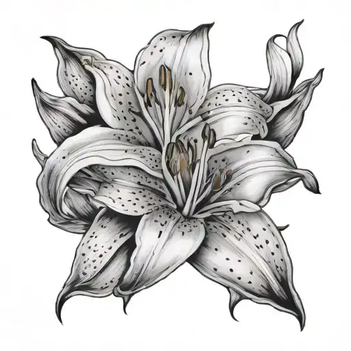 stargazer lily with Mary Louise Smith under tattoo design idea