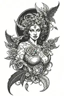 Lilith surrounded tattoo design idea