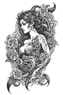 Lilith surrounded tattoo design idea