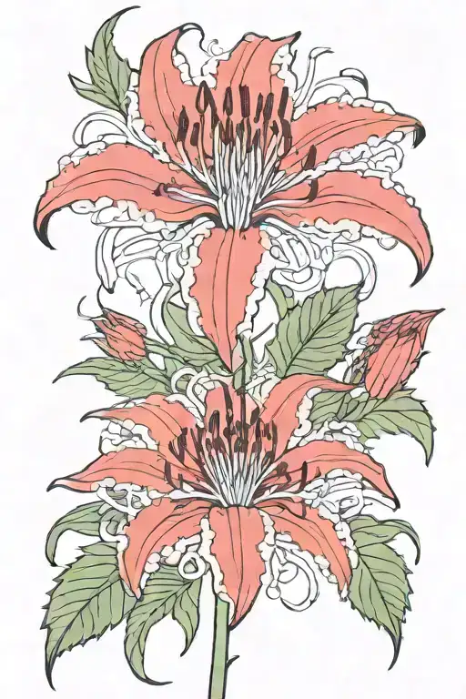 Red spider lily plant with the work wink as the stem tattoo tattoo design idea