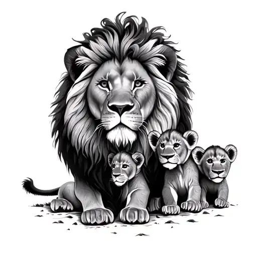 Lion And 2 Cubs Tattoo design tattoo design idea