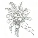 Lily of the valley and snowdrop bouquet wrapped tattoo design idea