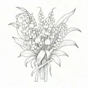 Lily of the valley and snowdrop bouquet wrapped tattoo design idea