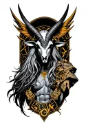 arcangel Uriel with capricorn zodiac sign tattoo design idea