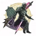 knight holding a sword tattoo design idea