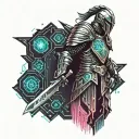 knight holding a sword tattoo design idea