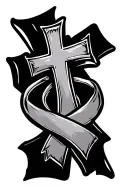 Cross With Ribbon laced tattoo design idea