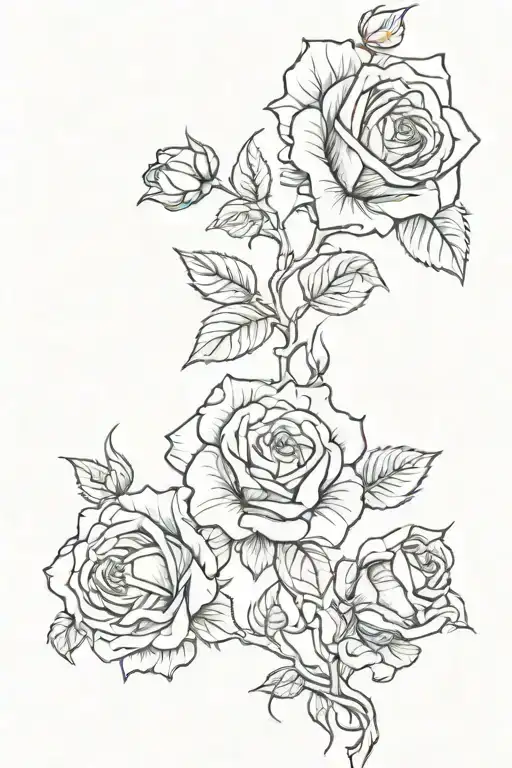 roses on vine thin long tattoo design idea