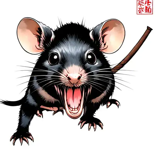 scary rat japanese tattoo design idea