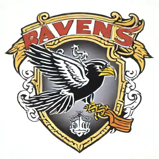 flying Baltimore Ravens  logo clutching shield tattoo design idea