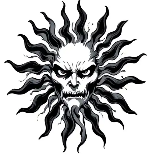 Angry Sun tattoo design idea