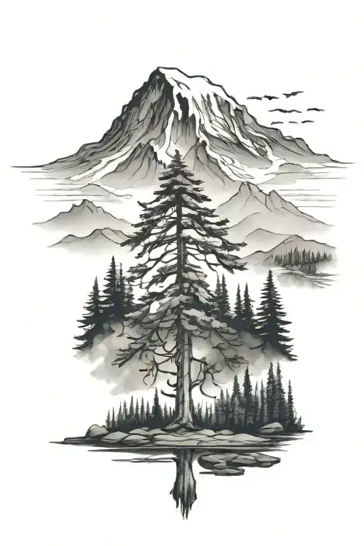 mount rainier tattoo design idea